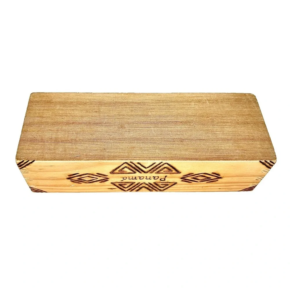 Vintage Panama Miraflores Locks Wood Carved Box Double Six Dominoes Set Spinner